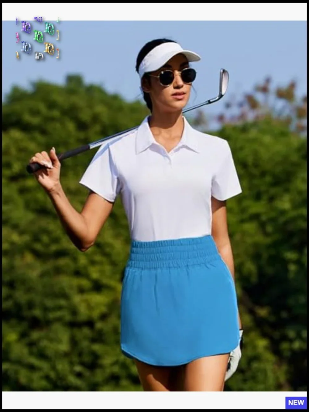 High Waisted Golf Skort with Pockets Athletic Tennis Skirt Flowy Curved Hem